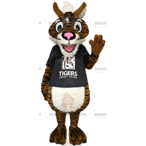 Brown Tiger BIGGYMONKEY™ Mascot Costume With Black T-Shirt –