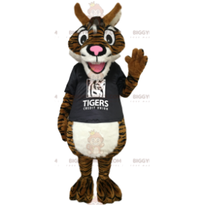 Brown Tiger BIGGYMONKEY™ Mascot Costume With Black T-Shirt –