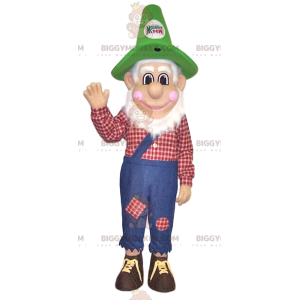 Farmer BIGGYMONKEY™ Mascot Costume with Overalls. peasant