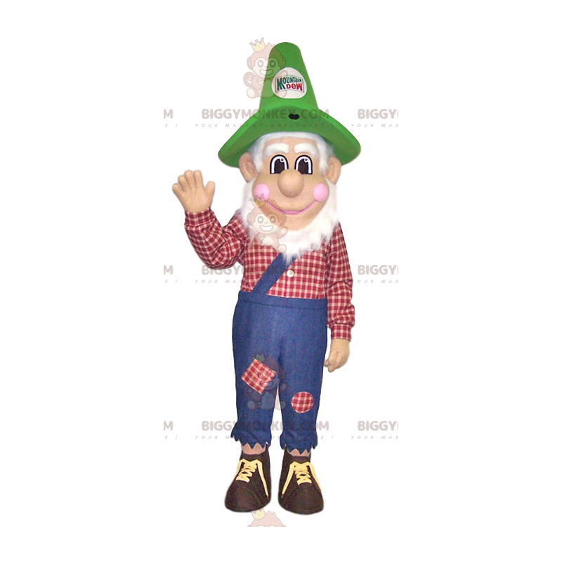 Farmer BIGGYMONKEY™ mascottekostuum met overall. boerenkostuum