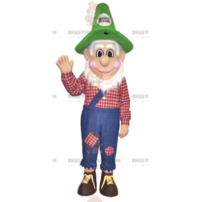 Farmer BIGGYMONKEY™ mascottekostuum met overall. boerenkostuum