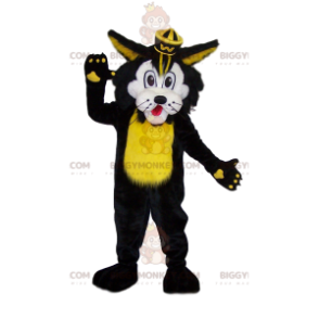 BIGGYMONKEY™ mascot costume of black and yellow lion. lion