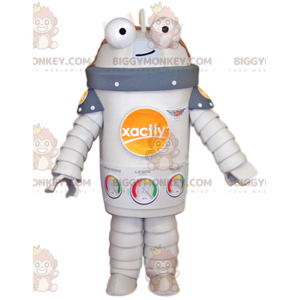 Disfraz de mascota robot blanco sonriente BIGGYMONKEY™. disfraz