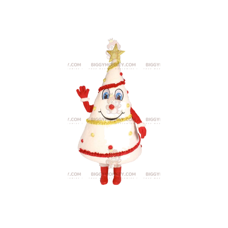 BIGGYMONKEY™ White Tree Mascot Costume Decorated in Red and