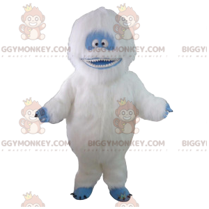 Traje de mascote BIGGYMONKEY™ branco e azul. traje yeti –