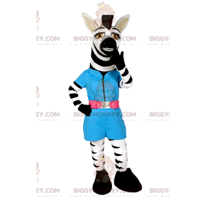 Fantasia de mascote Zebra BIGGYMONKEY™ com bata azul –