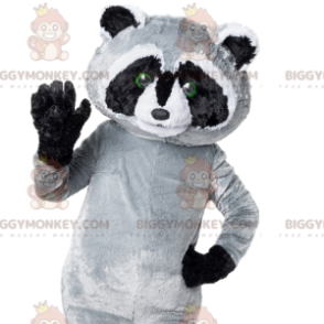 Costume da mascotte BIGGYMONKEY™ di procione grigio e nero