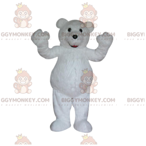 Costume de mascotte BIGGYMONKEY™ d'ours blanc super touchant.