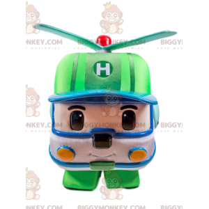 Disfraz de mascota Helicóptero verde y blanco BIGGYMONKEY™