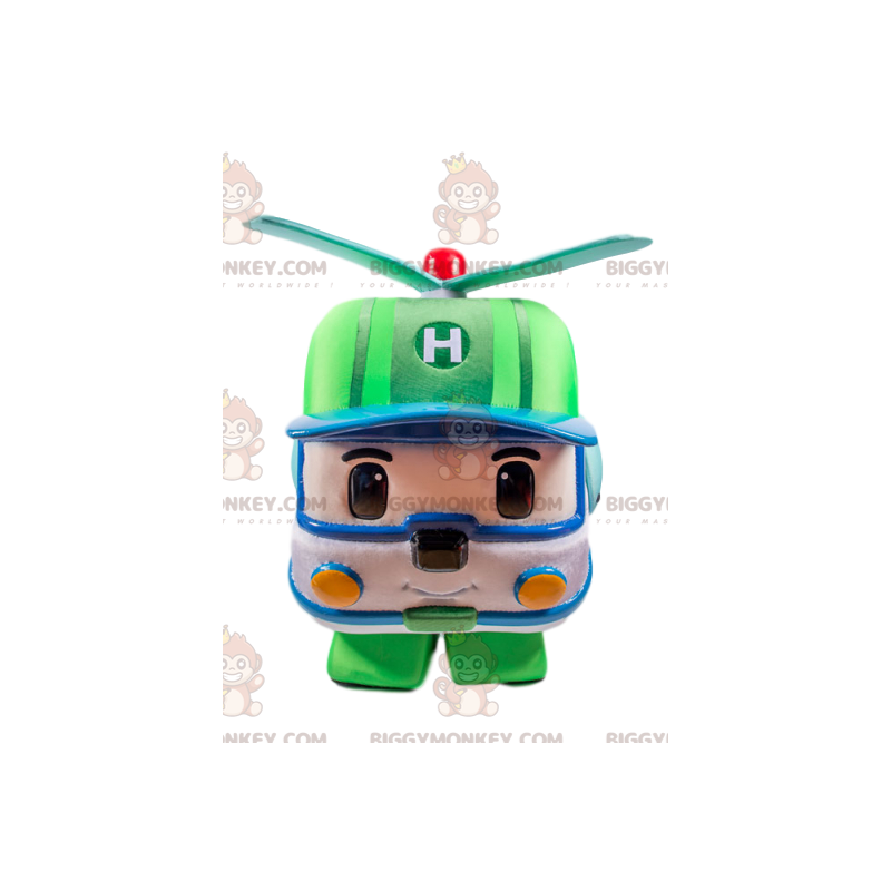 Traje de mascote de helicóptero verde e branco BIGGYMONKEY™