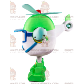 Costume de mascotte BIGGYMONKEY™ d'hélicoptère vert et blanc