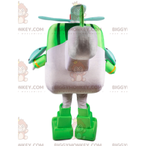 Costume de mascotte BIGGYMONKEY™ d'hélicoptère vert et blanc