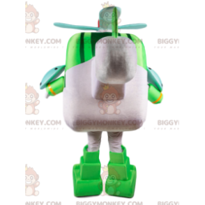 Costume de mascotte BIGGYMONKEY™ d'hélicoptère vert et blanc