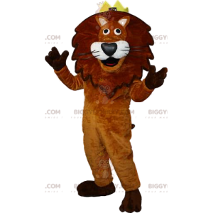 Disfraz de mascota León BIGGYMONKEY™ con corona. traje de león