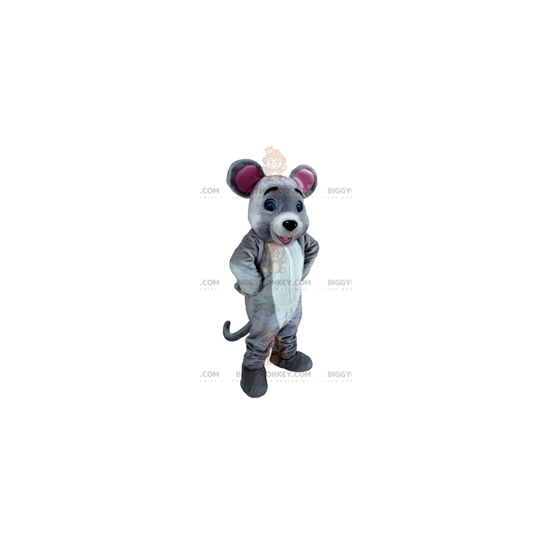 Disfraz de mascota de ratón blanco y gris BIGGYMONKEY™. disfraz