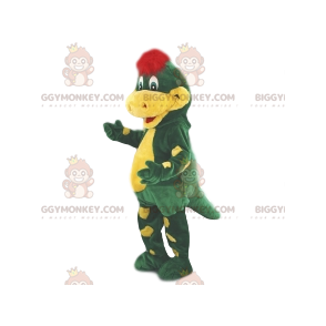 Costume de mascotte BIGGYMONKEY™ de crocodile vert et jaune.