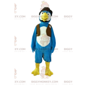 Blau-weißer Vogel BIGGYMONKEY™ Maskottchen-Kostüm. Adler Kostüm