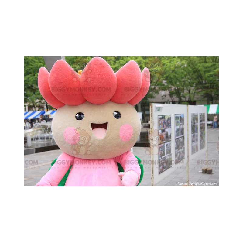 Cute Pink and Green Lotus Flower BIGGYMONKEY™ Mascot Costume -