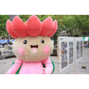 Cute Pink and Green Lotus Flower BIGGYMONKEY™ Mascot Costume -