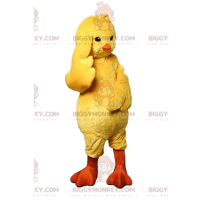 Costume de mascotte BIGGYMONKEY™ de poussin jaune. Costume de