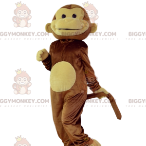 Brązowo-żółty kostium maskotki śmiejącej się małpy