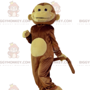 Bruin en geel lachende aap BIGGYMONKEY™ mascottekostuum. aap