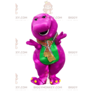 Costume da mascotte BIGGYMONKEY™ dinosauro fucsia e verde.