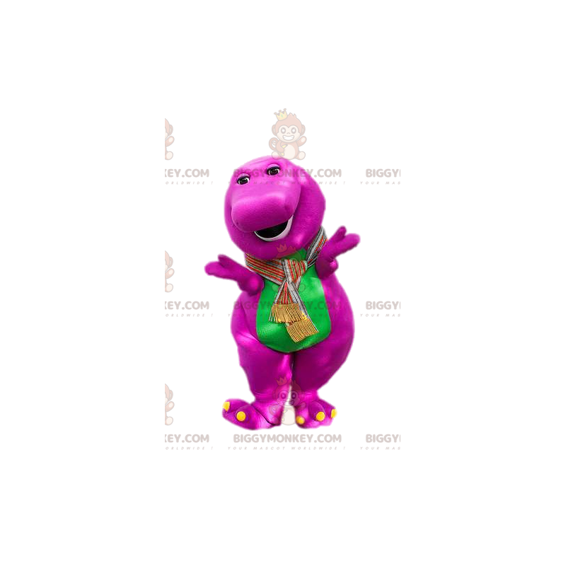 Disfraz de mascota dinosaurio BIGGYMONKEY™ fucsia y verde.