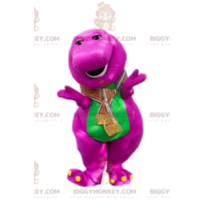 Disfraz de mascota dinosaurio BIGGYMONKEY™ fucsia y verde.