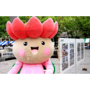 Cute Pink and Green Lotus Flower BIGGYMONKEY™ Mascot Costume -