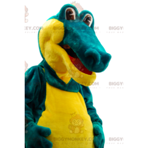 Costume de mascotte BIGGYMONKEY™ de crocodile vert et jaune