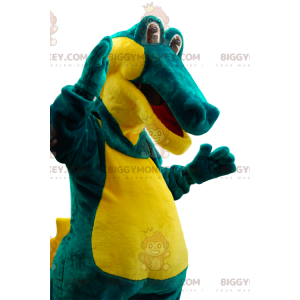 Costume de mascotte BIGGYMONKEY™ de crocodile vert et jaune