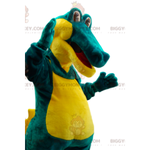 Costume de mascotte BIGGYMONKEY™ de crocodile vert et jaune