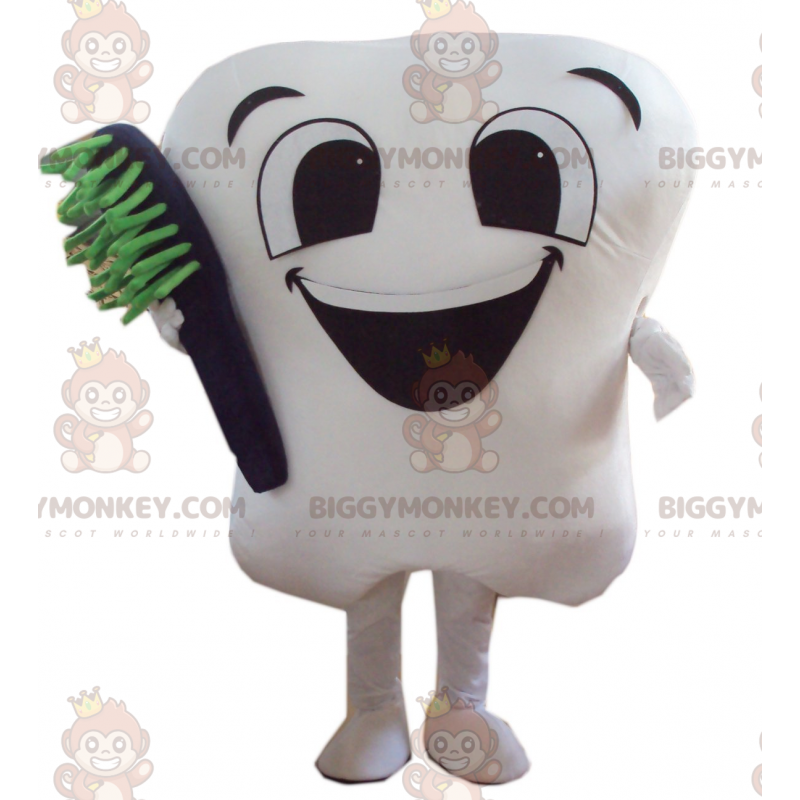 Giant White Tooth BIGGYMONKEY™ Mascot Costume with Toothbrush -