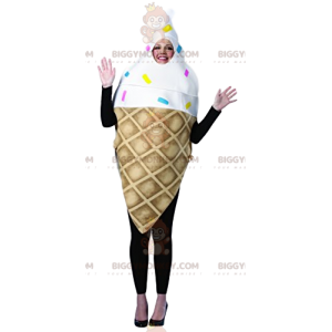 Ice Cream Cone BIGGYMONKEY™ Mascot Costume with Colorful Beads
