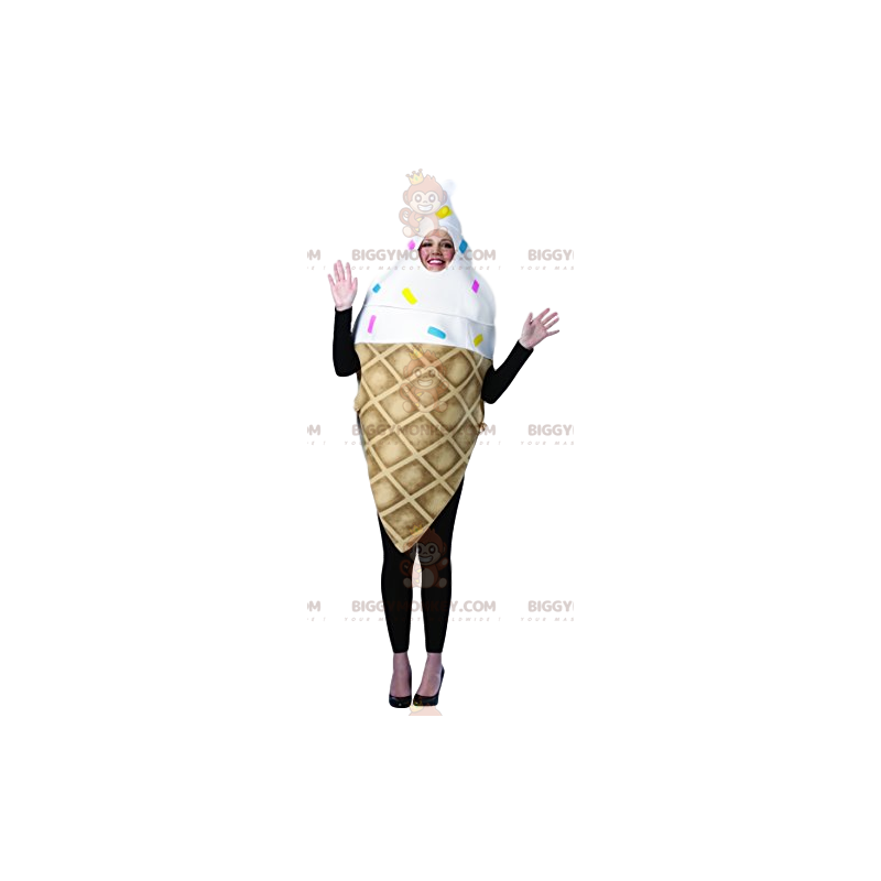 Ice Cream Cone BIGGYMONKEY™ Maskottchen-Kostüm mit bunten