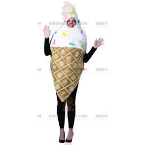 Ice Cream Cone BIGGYMONKEY™ Maskottchen-Kostüm mit bunten