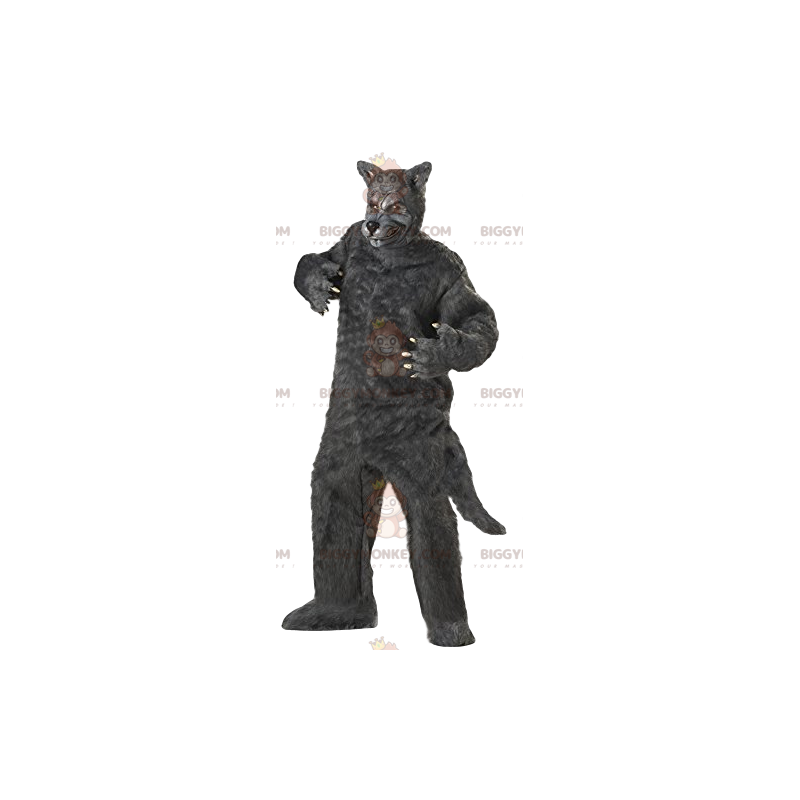 Furchteinflößendes Grauer Wolf BIGGYMONKEY™ Maskottchen-Kostüm.