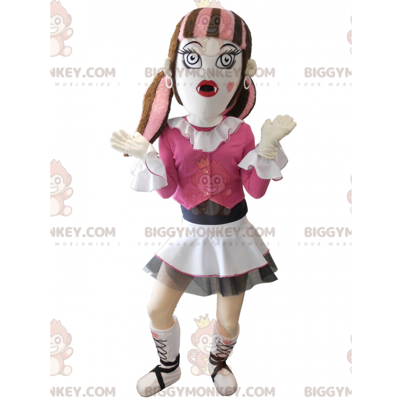Gothic BIGGYMONKEY™ mascottekostuum gekleed in roze -