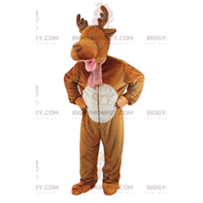 Στολή μασκότ BIGGYMONKEY™ Brown Deer. Στολή καφέ ελαφιού -