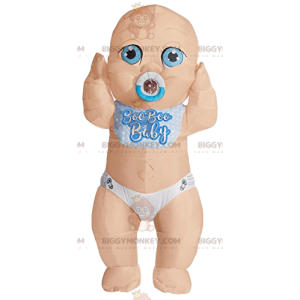Baby BIGGYMONKEY™ maskot kostume med smukke blå øjne. babydragt