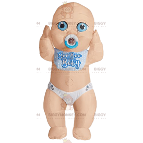 Baby BIGGYMONKEY™ mascot costume with beautiful blue eyes. baby