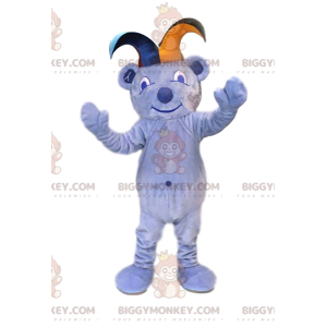 BIGGYMONKEY™ costume mascotte di orso azzurro con cappello