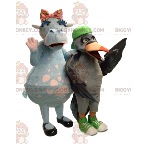 Zwei Kuh- und Vogelmaskottchen von BIGGYMONKEY™ -