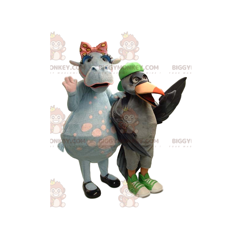 Two BIGGYMONKEY™s cow and bird mascots - Biggymonkey.com