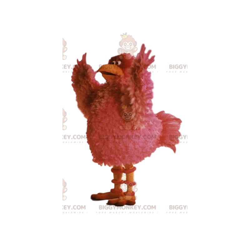 Roze kip BIGGYMONKEY™ mascottekostuum met mooie veren -
