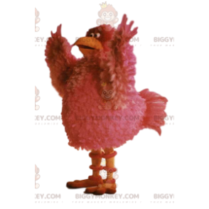 Roze kip BIGGYMONKEY™ mascottekostuum met mooie veren -