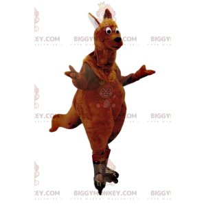 BIGGYMONKEY™ Costume da mascotte Canguro marrone con pattini a