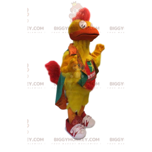 Kostium maskotki BIGGYMONKEY™ w neonowo-żółtym kurczaku.