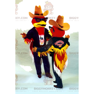 BIGGYMONKEY™ Maskotdräkt Red Eagle Par i Cowboyoutfit -